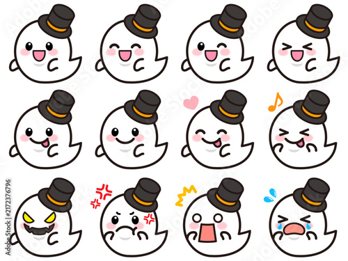 かわいいハロウィンおばけのイラスト素材セット