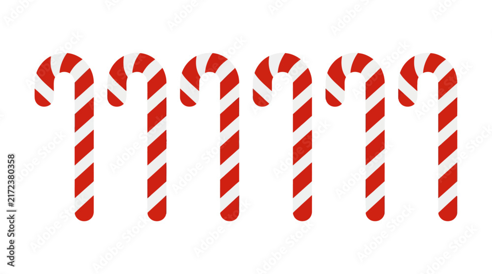 Obraz premium Row of red and white striped candy canes.