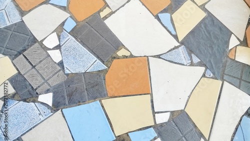 Fototapeta broken ceramic tile mosaic floor background texture
