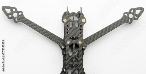 Картината върху платно Drone frame made of carbon fiber on a white background