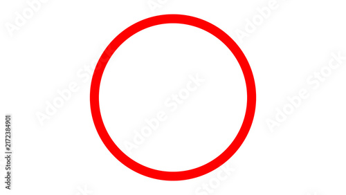 Simple bold red circle outline isolated on white background with red ring shape round border red frame geometric abstract minimalist background isolated template