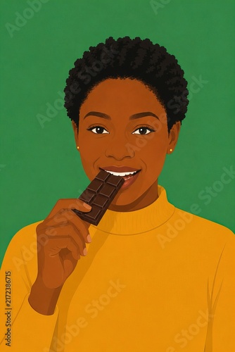 a woman eating chocolate