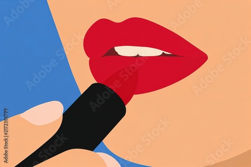 a lipstick on lush woman lips
