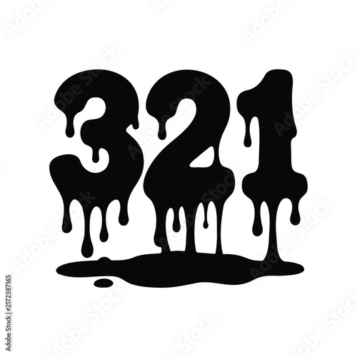 Melted honey number silhouette icon vector flat design.