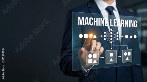 Obraz na płótnie Business professional interacting with a digital machine learning interface display