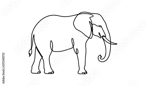 Elephant Side Profile Single Continuous Line Vector