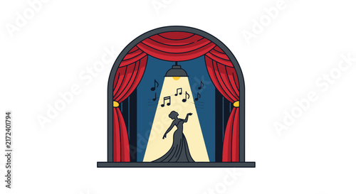 Cartoon singer on stage performance.