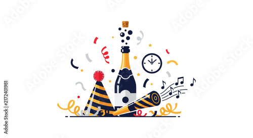 Celebration party elements with champagne.