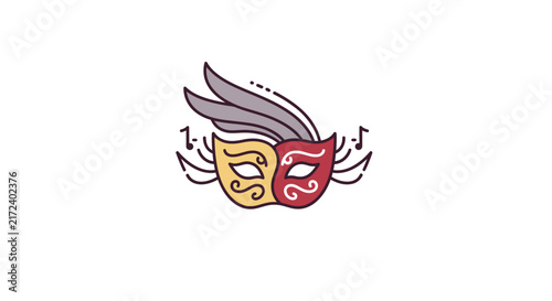 Colorful carnival mask with feathers.