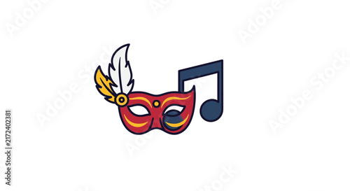 Colorful Carnival Mask With Music Note.