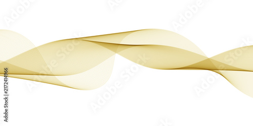 Photography Golden translucent flowing ribbons against bright white background sense of move