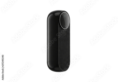 Sleek black portable wireless speaker isolated on black