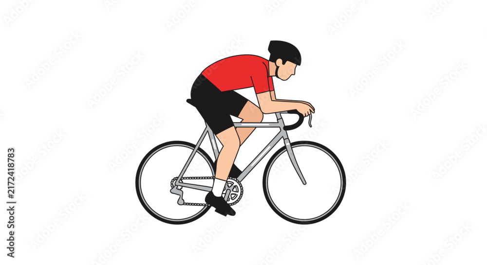 Naklejka premium Man Riding a Bicycle Fast Outdoors.