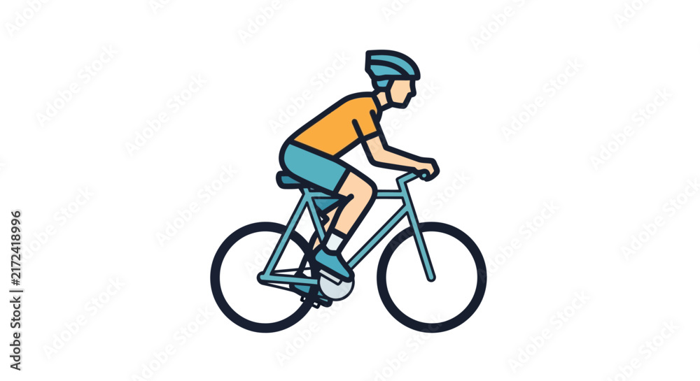 Fototapeta premium Man Riding a Bicycle Outdoors.