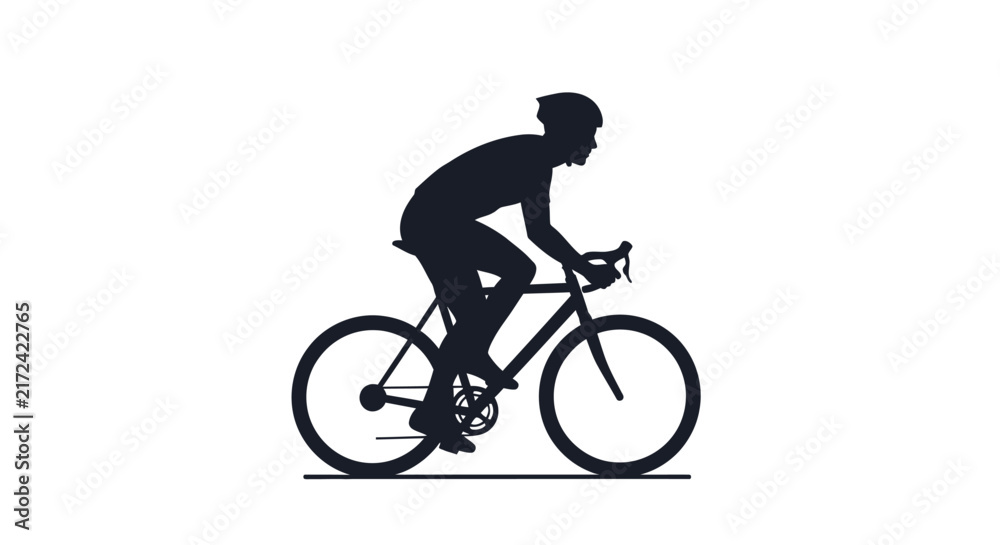 Fototapeta premium Man Riding a Bicycle Silhouette Profile.