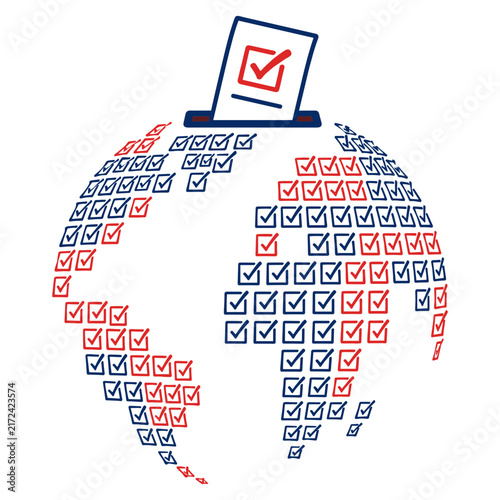 International Day Of Democracy SVG, Global Voting Globe With Ballot Check Marks Election Awareness Design