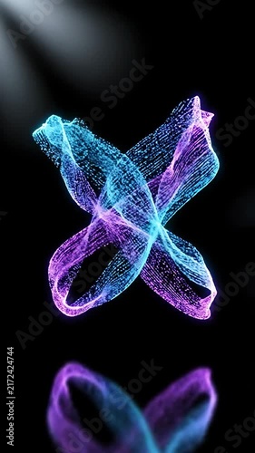 Abstract Light Ribbons Gracefully Swirling and Intersecting in a Mesmerizing Looping Animation. Dynamic Energy Flow, Futuristic Design.