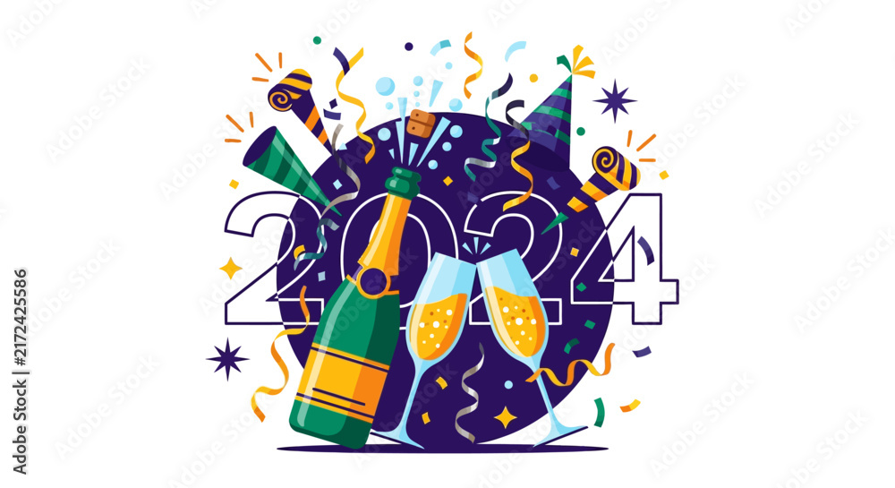 Obraz premium New Year Celebration with Champagne.