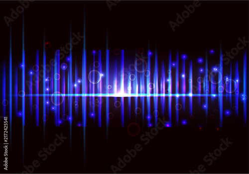 Blue dark navy cyan 3D abstract background with narrow vertical glass rays. Iridescent fractal prism light waves over black gradient. sleek futuristic vector editable Design