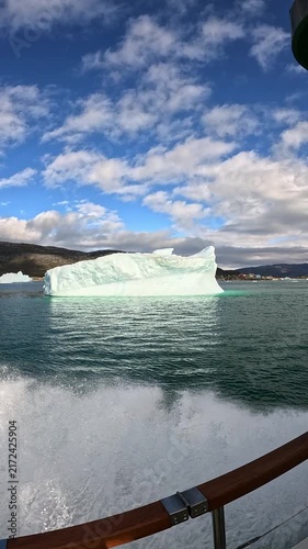 Floating icebergs in Nuuk fjord, Greenland Slow motion