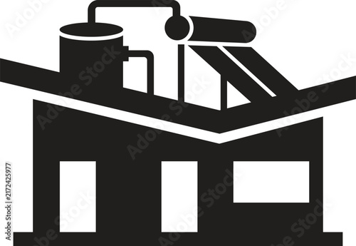 House with rooftop solar panels vector illustration
