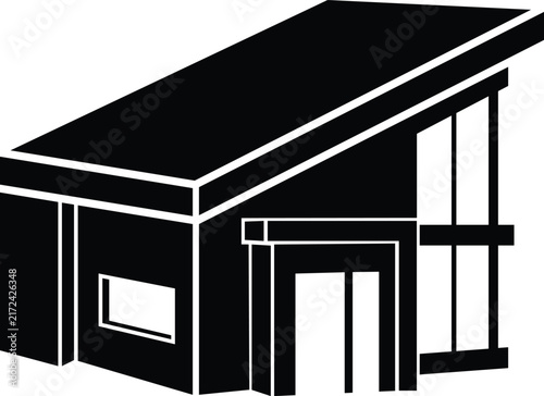 Modern garage building vector illustration isolated on white