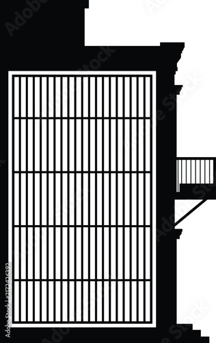 Tall industrial building with large garage door vector illustration