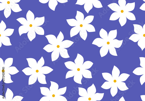 Canvas Print Delicate flowers on a blue background, seamless vector children's pattern for fa