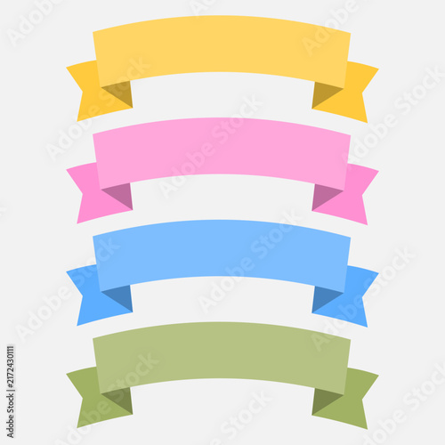 Colorful ribbon banner set, vector illustration.