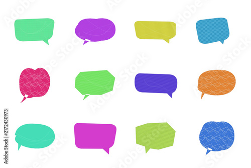 Obraz na płótnie Pixel art speech bubbles with different patterns isolated on transparent background