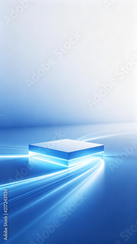 blue abstract technology light cube background with flowing lines