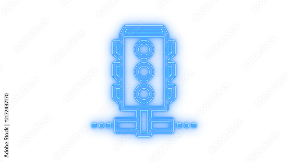 Obraz premium Glowing neon traffic light icon isolated on transparent background. Network traffic control. Stoplight signal. Server connection. Bandwidth manager