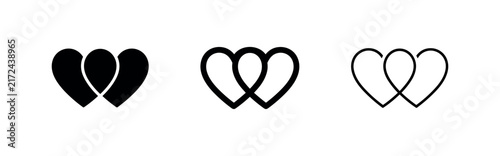 Fotografía Overlapping Hearts Icon Set - Love, Relationship, and Romantic Connection Symbol