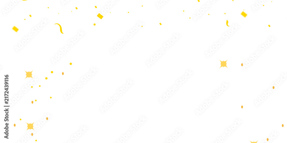 Obraz premium Golden Confetti Celebration Background with glitter sparkles and star Falling Party Streamers and Copy Space festive celebration design elements.