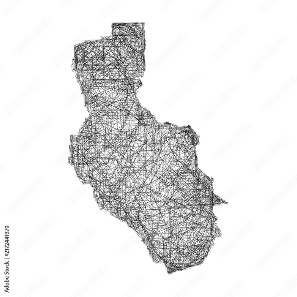 Fototapeta premium Sketch black and white Lake County (California) outline map design
