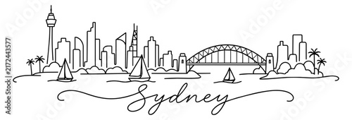 Sydney Australia Skyline Continuous One Line Drawing