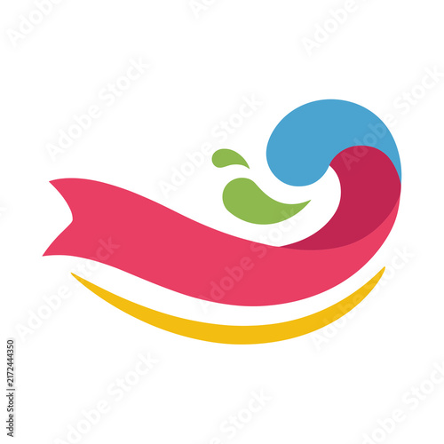 Colorful abstract ribbon and shapes