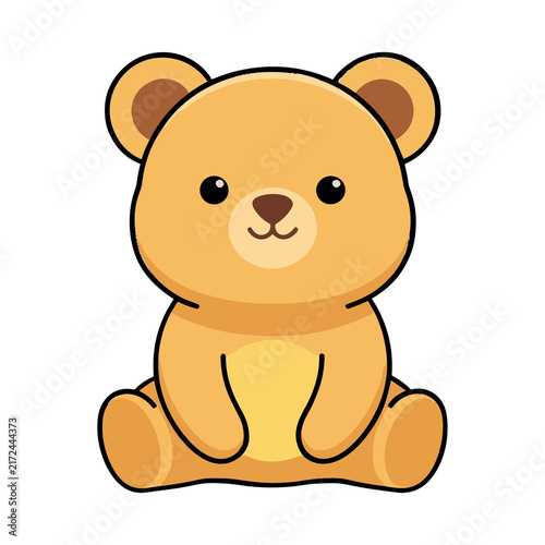 Cute cartoon teddy bear sitting isolated on transparent background