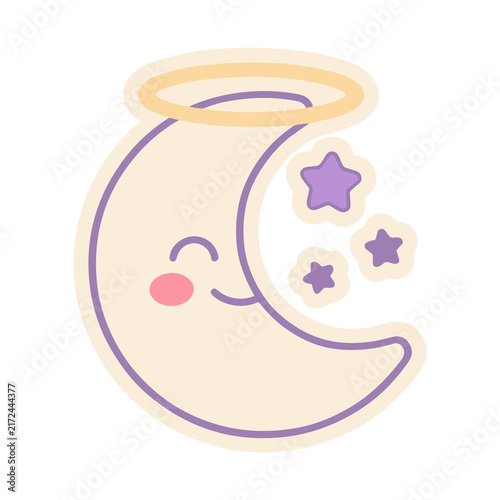Cute Moon with Stars and Halo