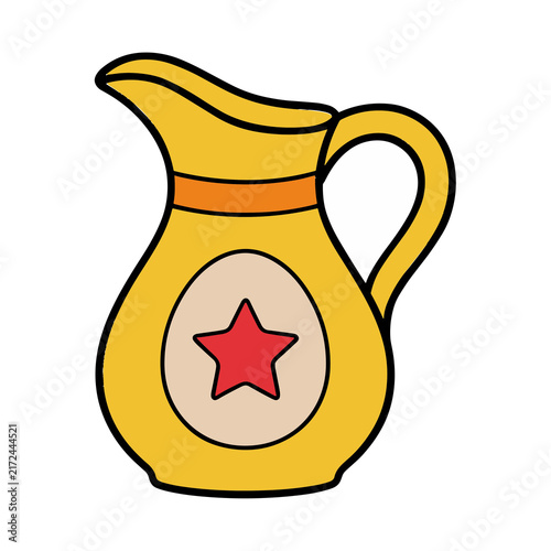 Yellow pitcher with red star emblem