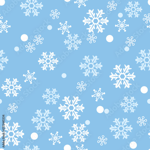 Winter snowflakes seamless pattern, vector background.