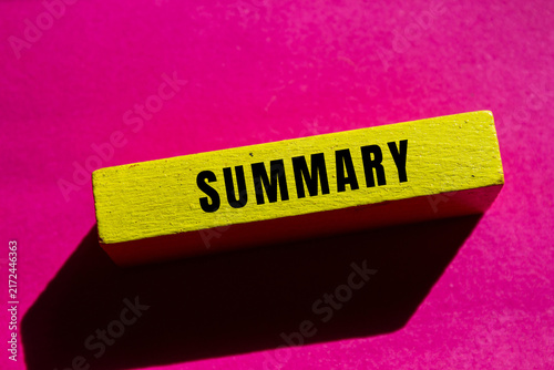 Summary word text concept photo