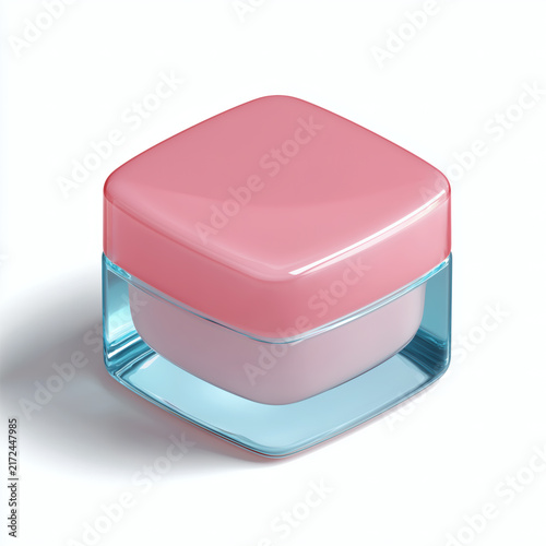 Isometric 3D Icon of Frosted Glass Cosmetic Jar