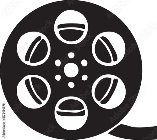 Black and white film reel icon vector