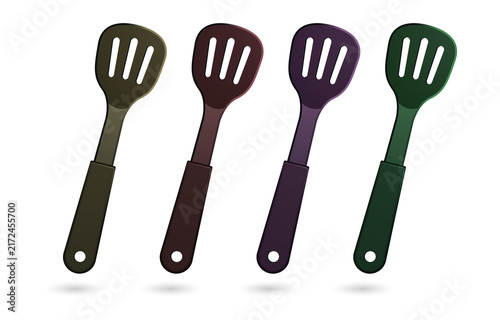 Fotografía Four colorful silicone spatulas on a transparent background