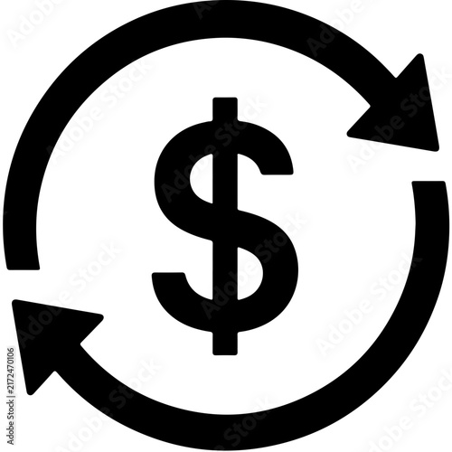 Recycling dollar sign circular arrows icon