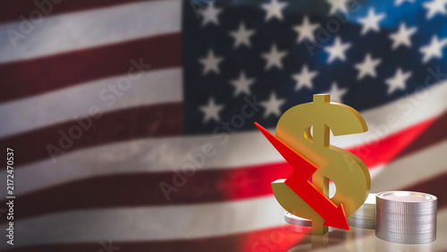 Obraz na plátně Declining United States Dollar and Economic Downturn 3d render.