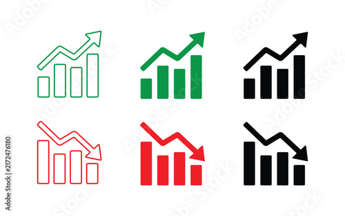 Business trend up and down icon set_for business growth arrow, loss arrow