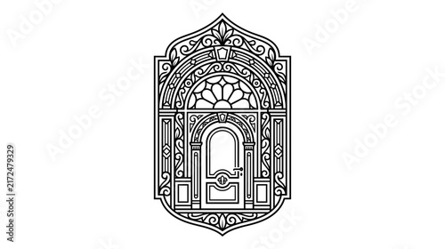 Ornate Entrance Archway Decorative Element Isolated