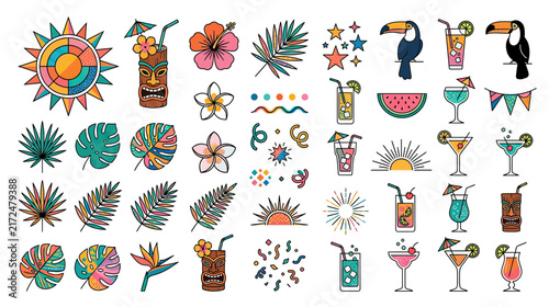 Tropical Summer Vacation Icons Collection